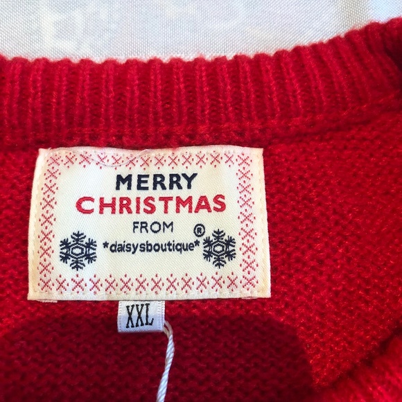 DAISY BOUTIQUE UGLY CHRISTMAS SWEATER XXL REINDEER WITH SUNGLASSES NWT - Picture 4 of 9